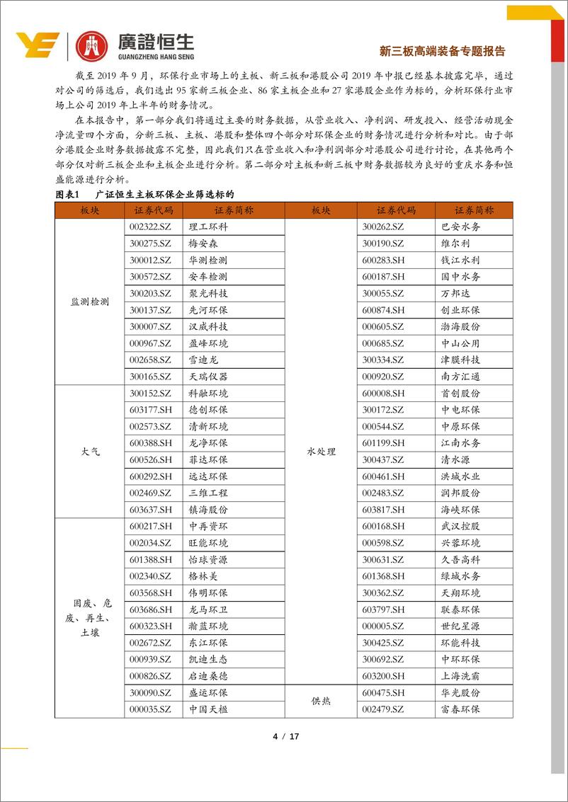 《新三板高端装备行业2019年环保行业中报分析：增速放缓，现金流好转-20190924-广证恒生-17页》 - 第5页预览图