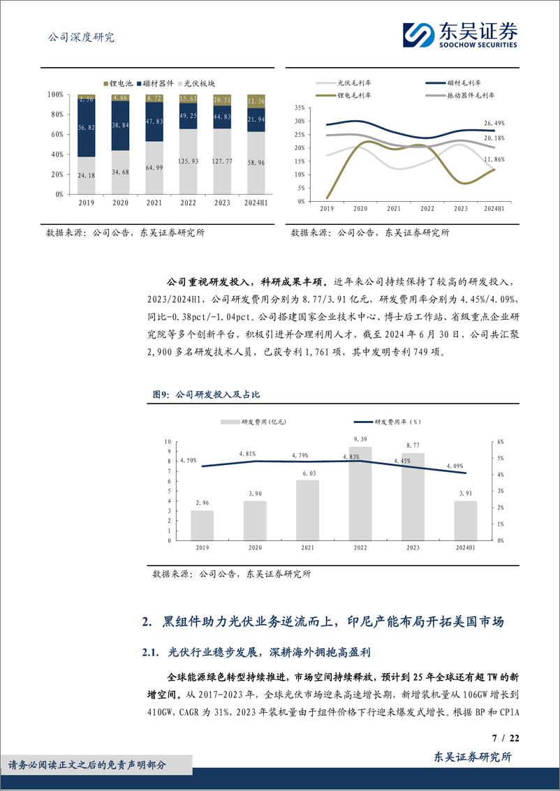 《横店东磁(002056)磁材龙头顶点起跳，差异化产品战略打造光伏优势-240912-东吴证券-22页》 - 第7页预览图