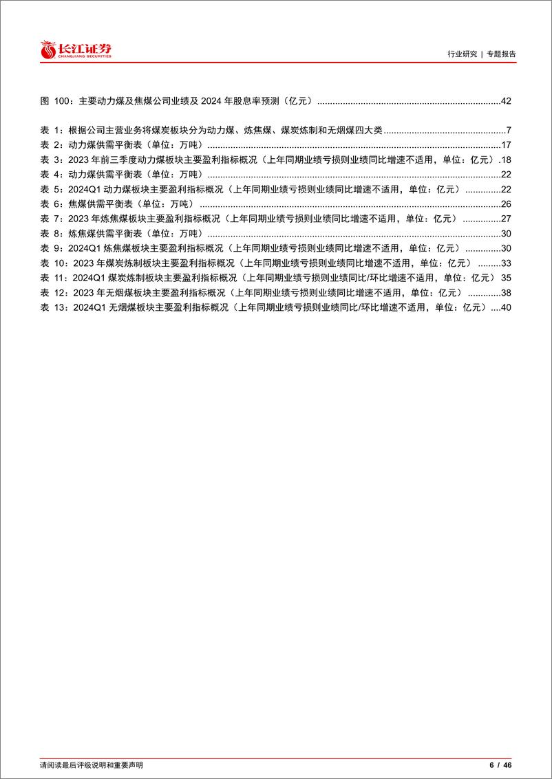 《煤炭行业2023年报暨2024一季报综述：煤价回落业绩承压，量减价跌24Q1延续下滑-240520-长江证券-46页》 - 第6页预览图