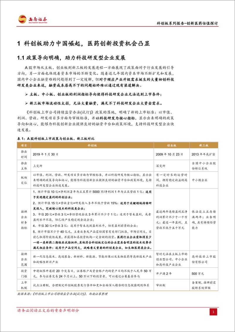 《医药生物行业科创板系列报告~创新医药估值探讨：全球视角下，探讨科创板创新医药估值重构-20190520-西南证券-35页》 - 第5页预览图