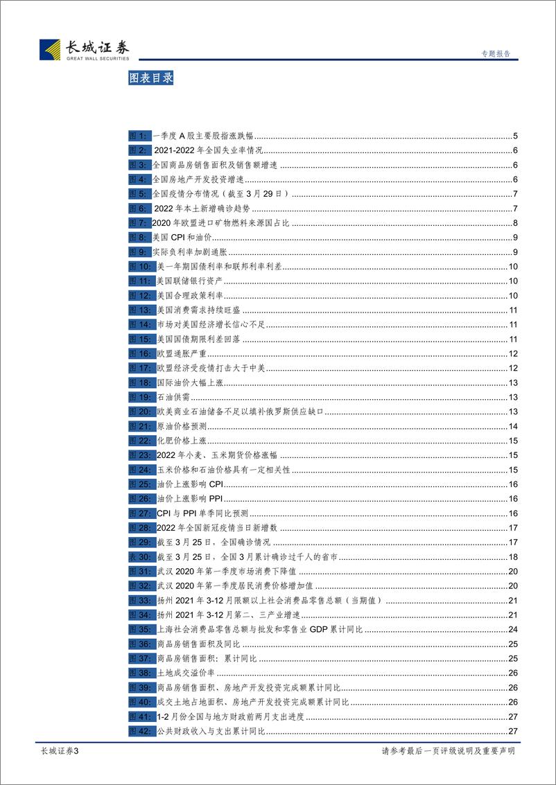 《二季度宏观经济报告：美国加息提速，海外风险加剧-20220331-长城证券-42页》 - 第4页预览图