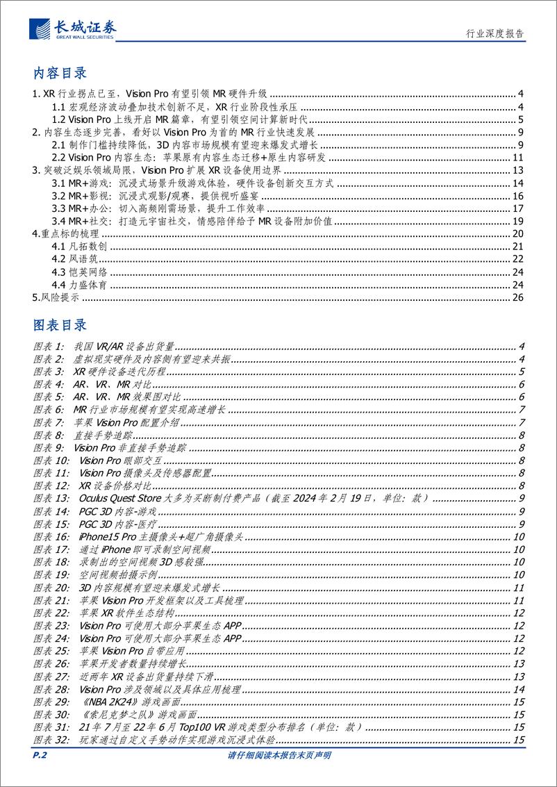 《传媒行业MR深度报告：软硬件生态持续完善，Vision+Pro有望开启空间计算新时代-240321-长城证券-27页》 - 第2页预览图