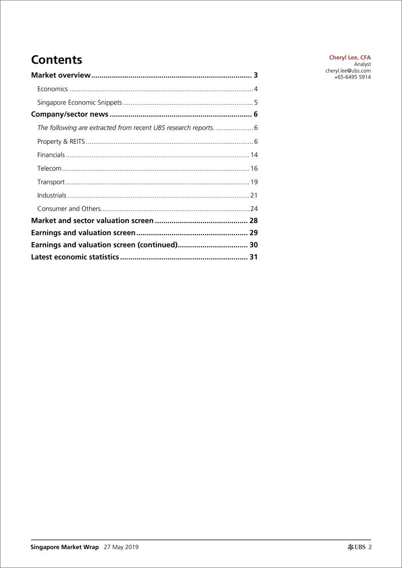 《瑞银-亚太地区-股票策略-新加坡5月市场总结：市场因贸易紧张而暴跌-2019.5.27-39页》 - 第3页预览图