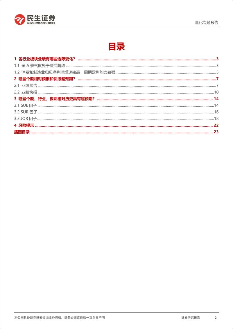 《量化分析报告：2023中报行业个股超预期一览-20230910-民生证券-24页》 - 第3页预览图