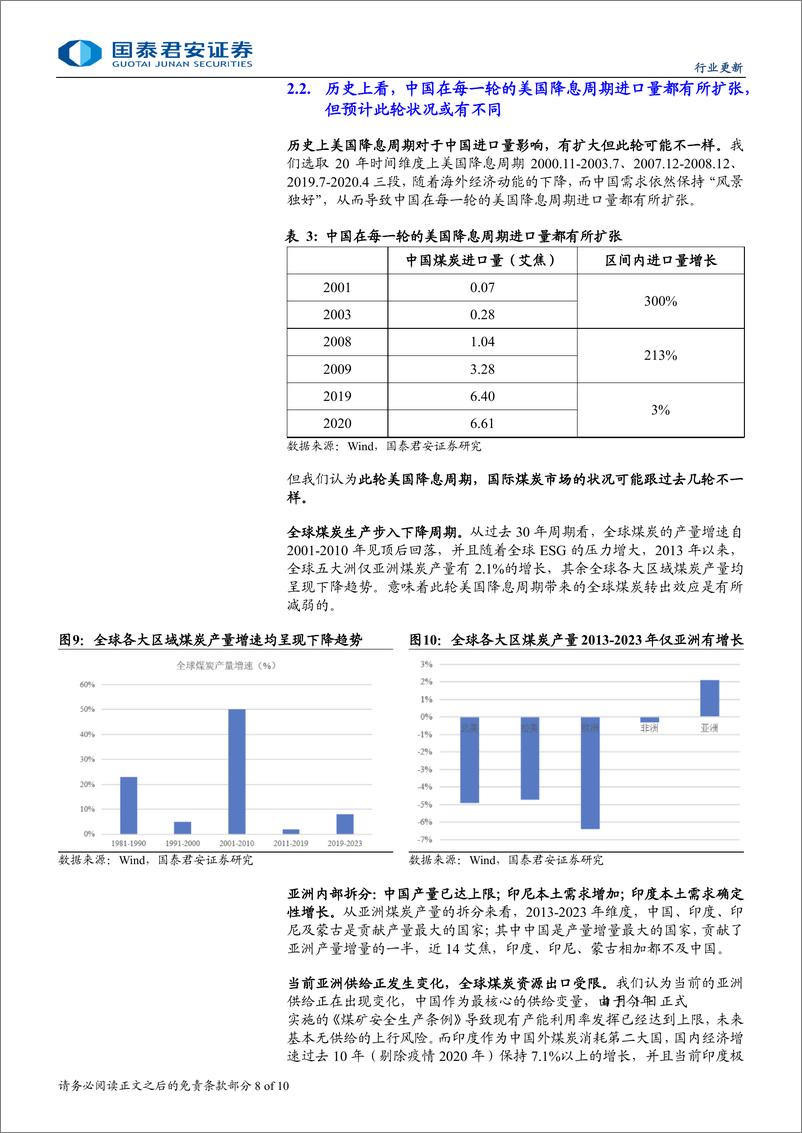 《煤炭行业更新报告：全球视角看美国经济下行周期对中国煤炭影响-240806-国泰君安-10页》 - 第8页预览图