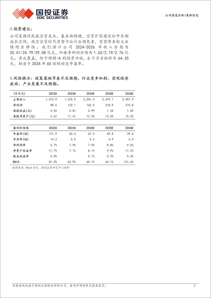 《莱斯信息(688631)民航空管龙头，卡位低空经济基础设施先行者-240722-国投证券-31页》 - 第2页预览图