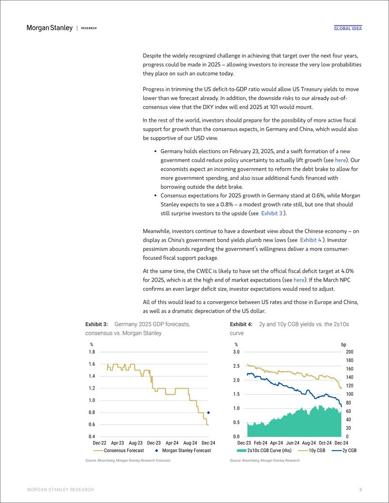 《Morgan Stanley Fixed-Global Macro Strategist Top 10 Surprises for 2025-112320384》 - 第3页预览图