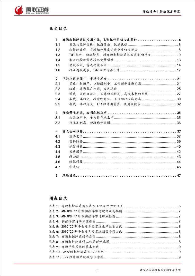 《国防军工行业：TR组件成本降低，有源相控阵雷达替代空间广-20220728-国联证券-48页》 - 第4页预览图