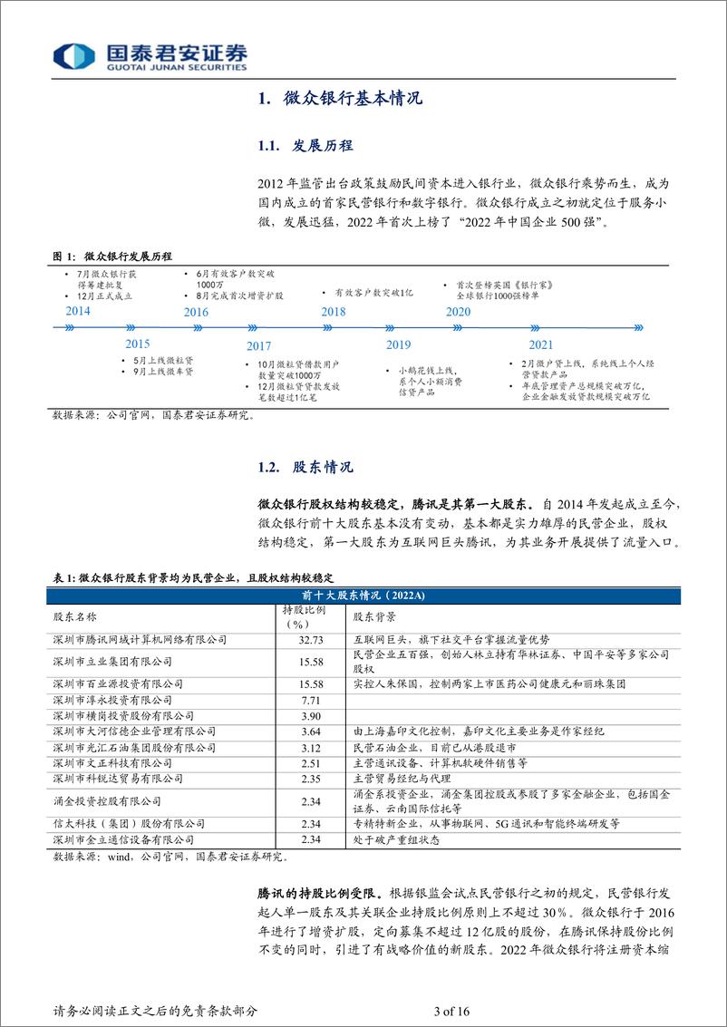 《国泰君安-微众银行报告：专注小微的互联网银行》 - 第3页预览图