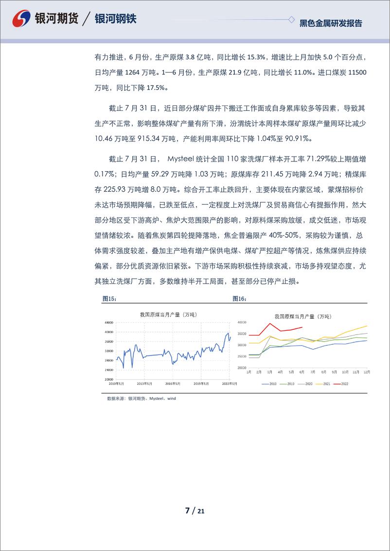 《黑色月度报告：低库存下强预期，把握双焦做多机会-20220731-银河期货-21页》 - 第8页预览图