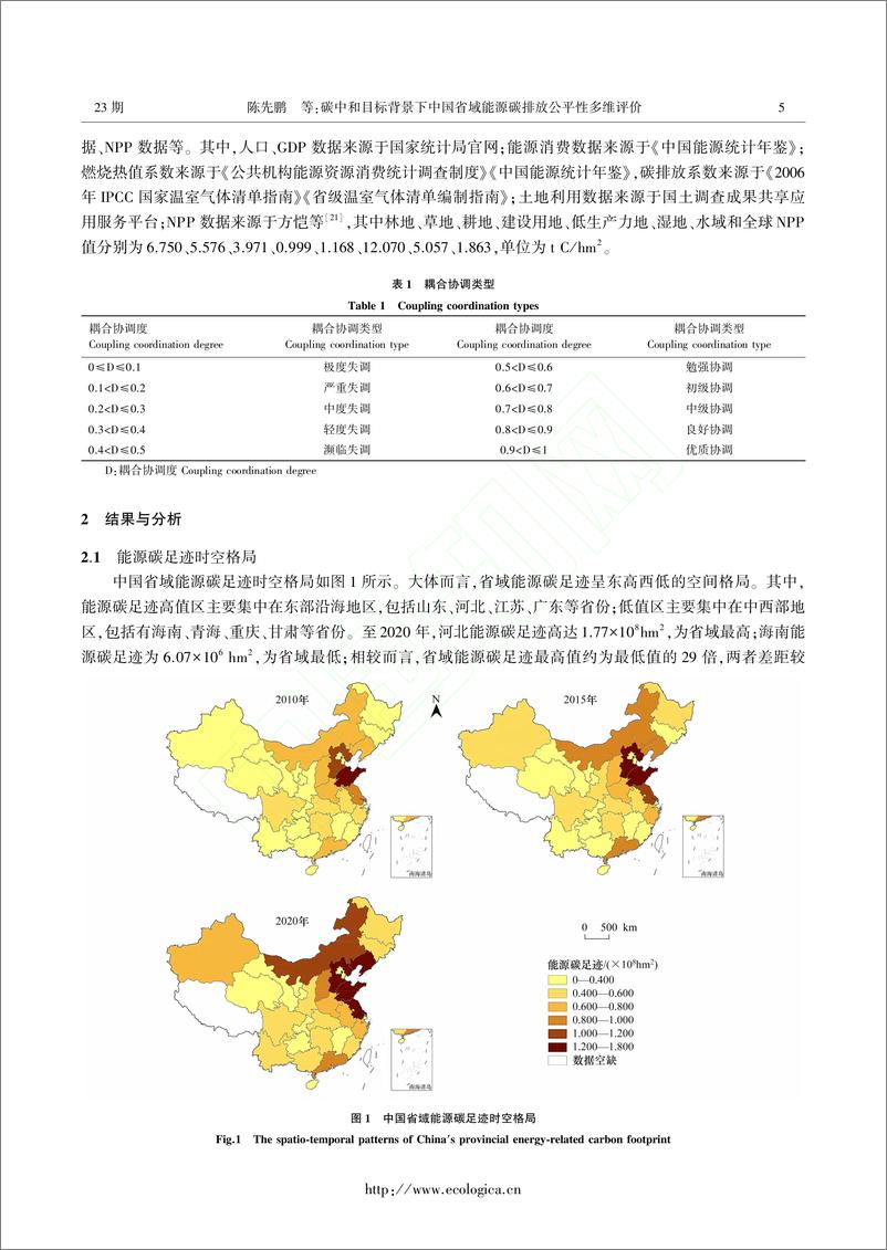 《碳中和目标背景下中国省域能源碳排放公平性多维评价_陈先鹏》 - 第5页预览图