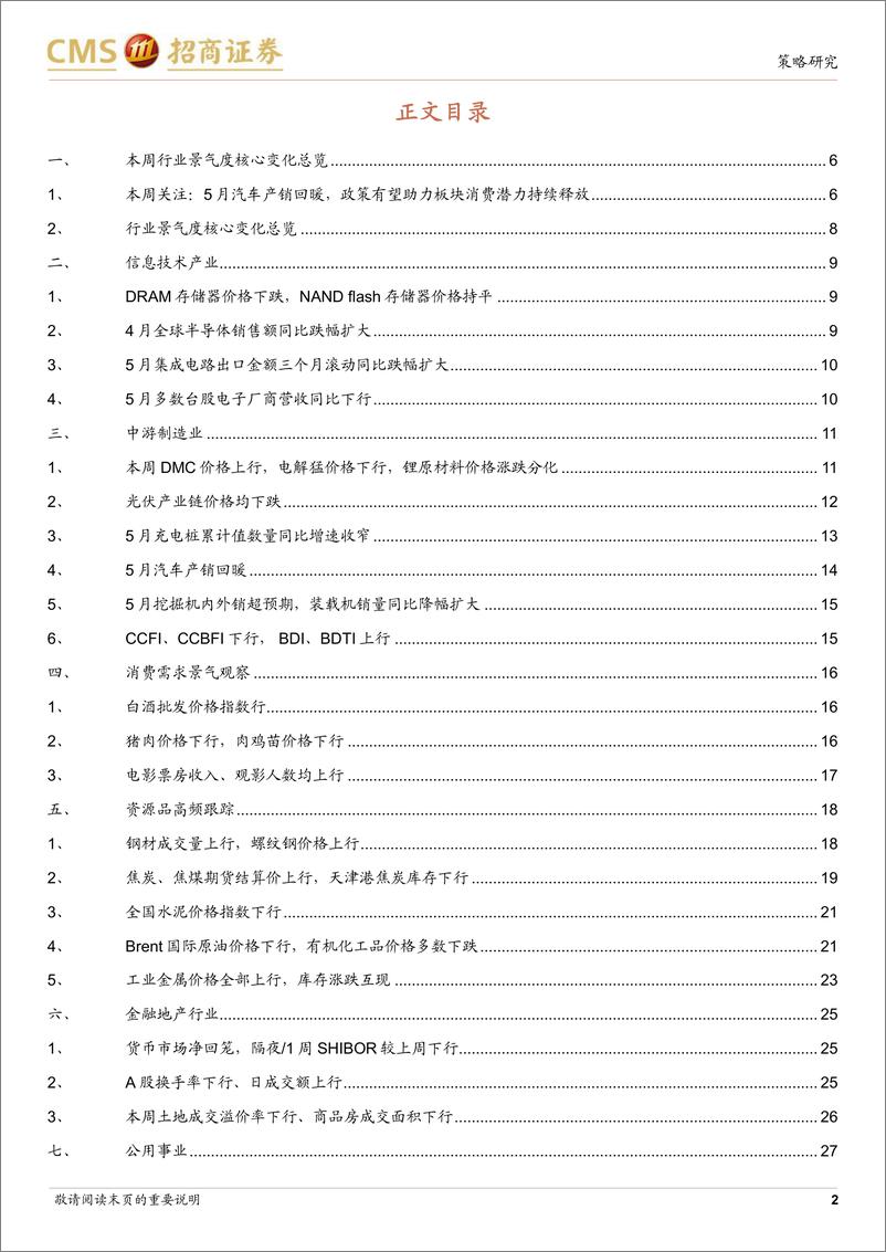 《行业景气观察（0614） ：上游资源品价格边际回升，5月挖掘机内外销超预期-20230614-招商证券-29页》 - 第3页预览图