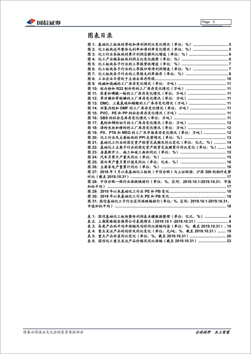 《基础化工行业三季报总结&11月份投资策略：景气继续下滑，产业链下游环节业绩相对表现更好-20191115-国信证券-28页》 - 第4页预览图