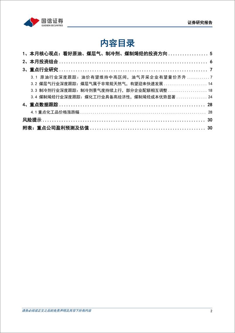 《石化化工行业2024年7月投资策略：看好原油、煤层气、制冷剂、煤制烯烃的投资方向-国信证券》 - 第2页预览图