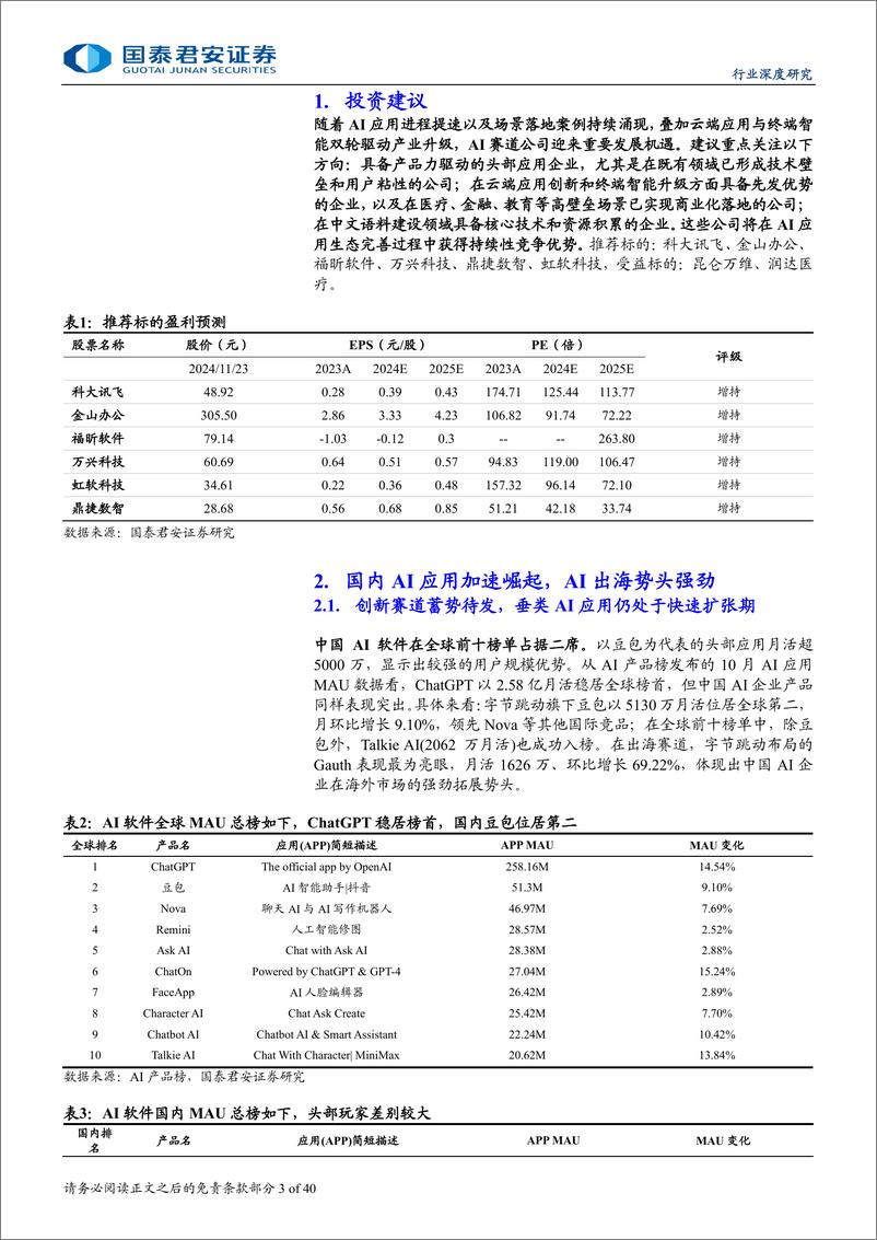 《计算机行业：AI应用竞争持续聚焦，终端创新迎来突破-241126-国泰君安-40页》 - 第2页预览图