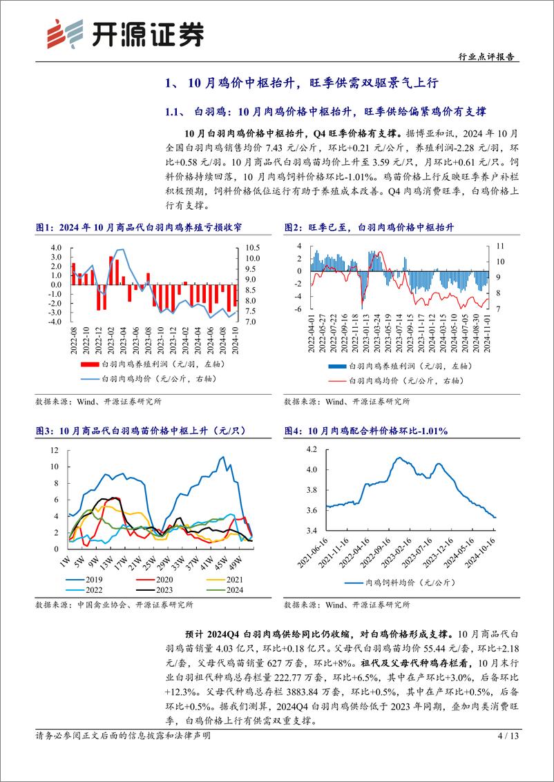 《农林牧渔行业点评报告：10月鸡价中枢抬升，旺季供需双驱景气上行-241117-开源证券-13页》 - 第4页预览图