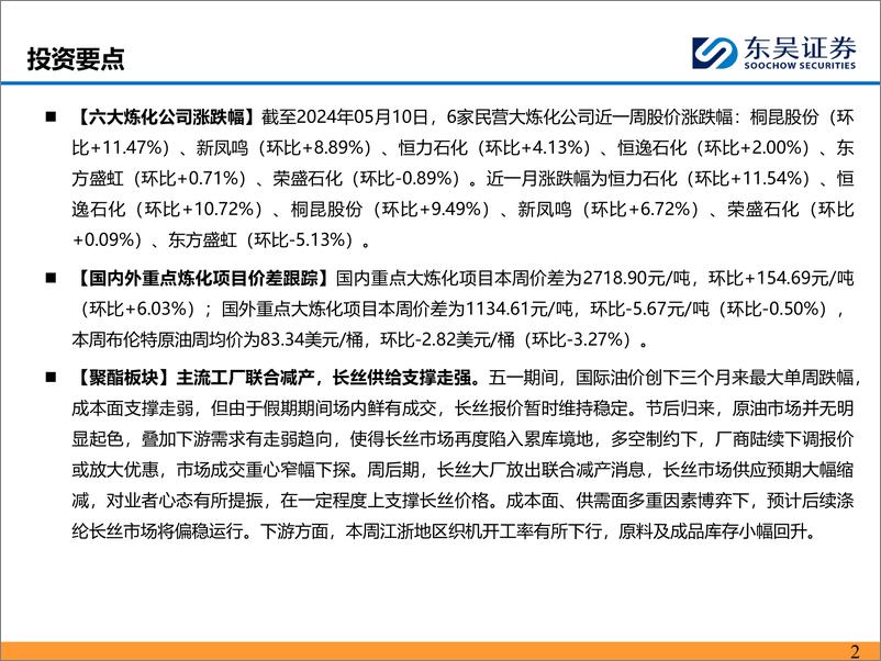 《石油石化行业：长丝主流工厂联合减产，化工品价差继续扩大-240512-东吴证券-44页》 - 第2页预览图