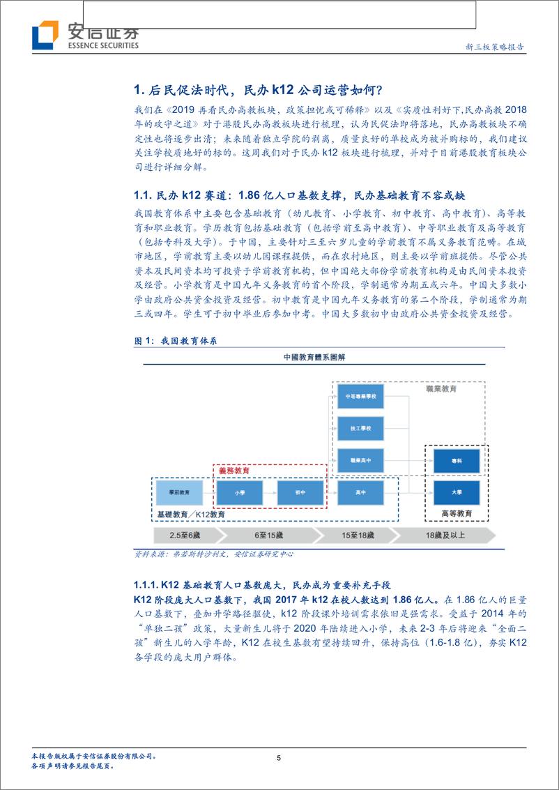 《全市场教育行业策略报告：后民促法时代，民办k12公司运营如何？-20190414-安信证券-20页》 - 第5页预览图