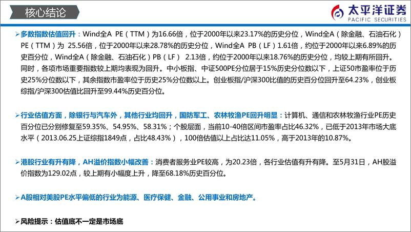 《中外股票估值追踪及对比：多数指数估值提升，银行、汽车估值下滑-20190531-太平洋证券-24页》 - 第3页预览图