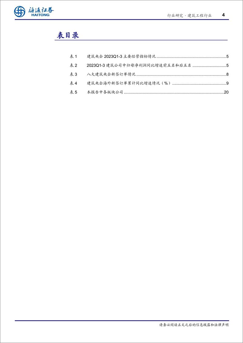 《建筑工程行业23三季报总结：Q3单季收入提速但净利润降速，经营现金流出增加-20231109-海通证券-24页》 - 第5页预览图