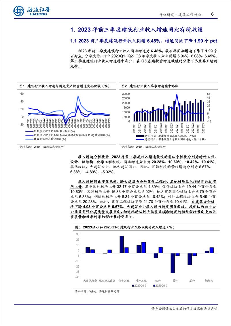 《建筑工程行业23三季报总结：Q3单季收入提速但净利润降速，经营现金流出增加-20231109-海通证券-24页》 - 第7页预览图