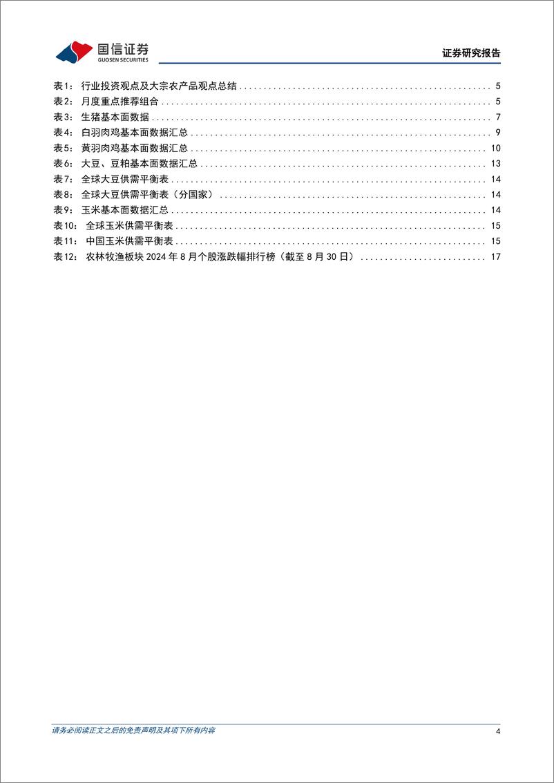 《农林牧渔行业2024年9月投资策略：优质养殖企业Q2盈利扭亏，看好养殖板块景气上行-240902-国信证券-20页》 - 第4页预览图