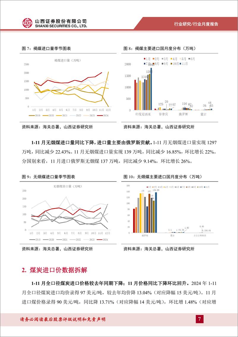 《煤炭行业进口数据拆解：11月进口量延续增长，多煤种环比转增-241226-山西证券-13页》 - 第7页预览图