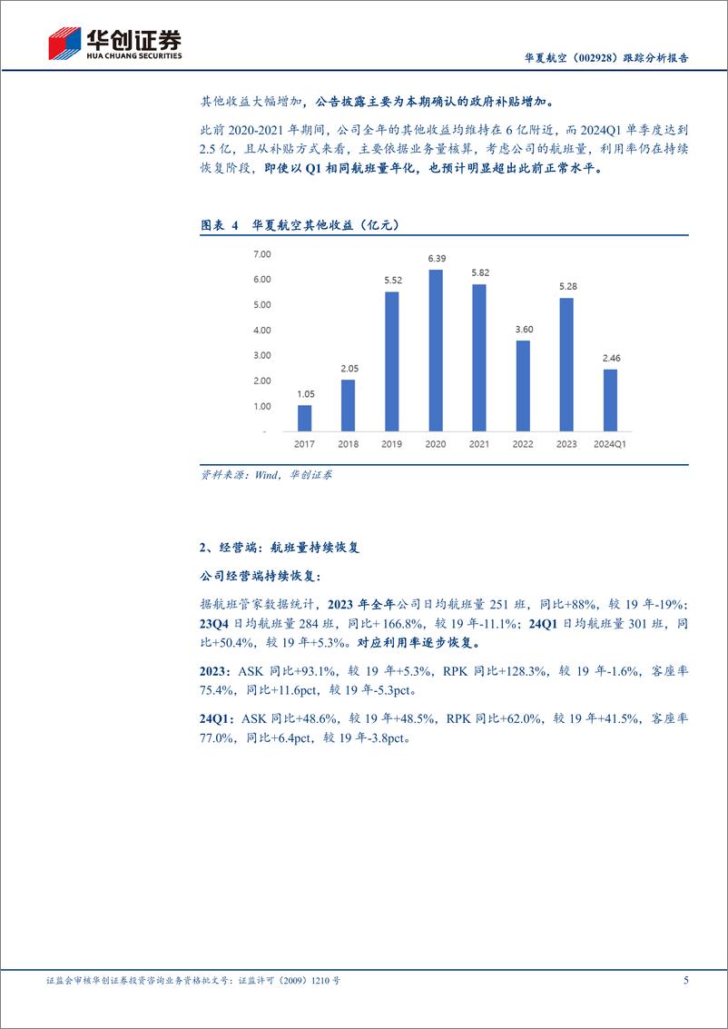 《华夏航空(002928)跟踪分析报告：Q1业绩超预期的背后，可持续的经营拐点-240512-华创证券-11页》 - 第5页预览图