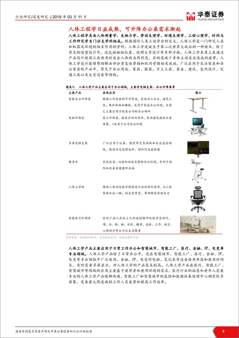 《家具行业人体工学可升降办公桌细分行业报告：桌面升降趋势起，健康办公东风来-20190311-华泰证券-18页》 - 第5页预览图