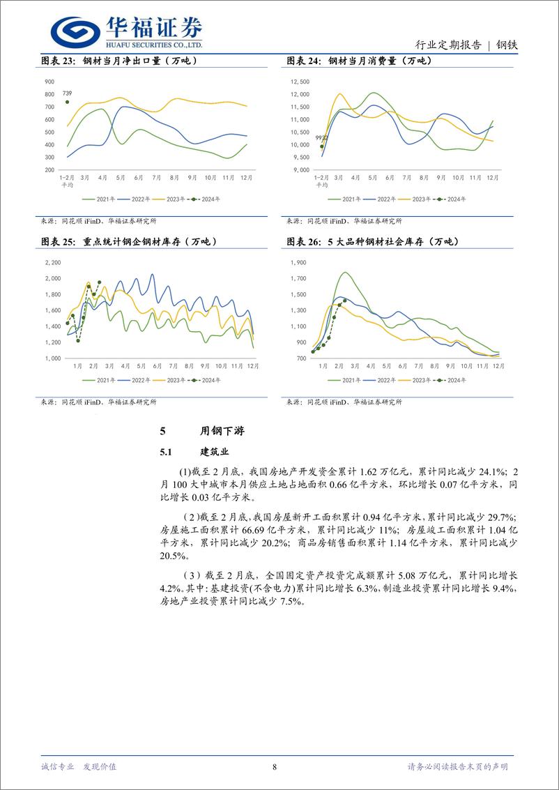 《钢铁月度数据跟踪(2024.02)：铁矿石呈现供强需弱格局，钢材供需关系或率先迎来改善-240321-华福证券-12页》 - 第8页预览图