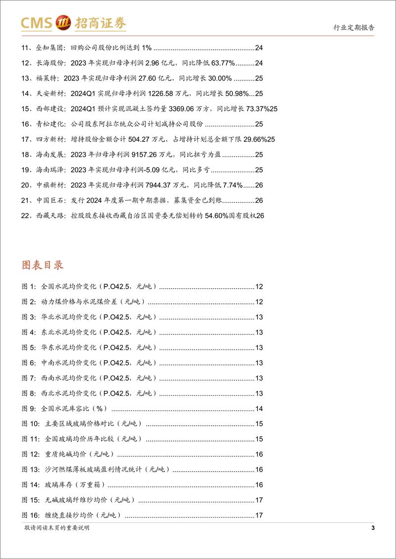 《建材行业定期报告：地产链条延续调整，大宗品类复价关注盈利拐点-240422-招商证券-27页》 - 第3页预览图