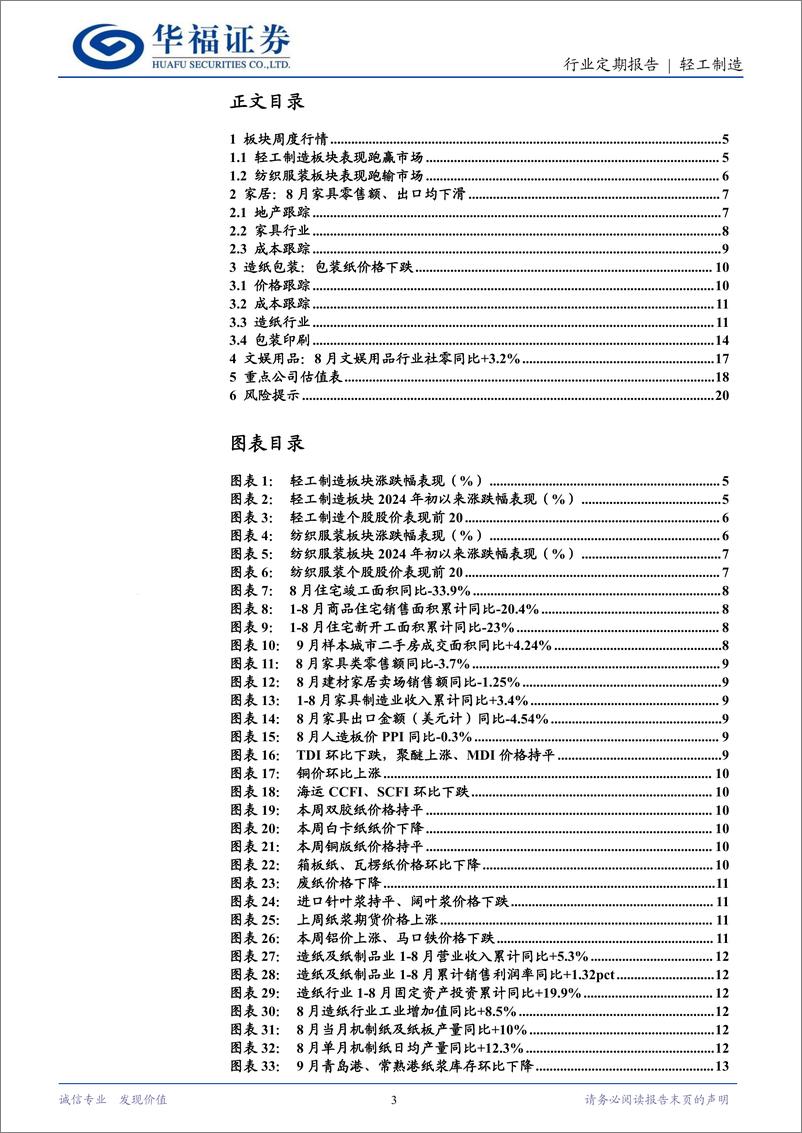 《轻工制造行业定期报告：政策利好推荐顺周期子板块-241007-华福证券-21页》 - 第2页预览图