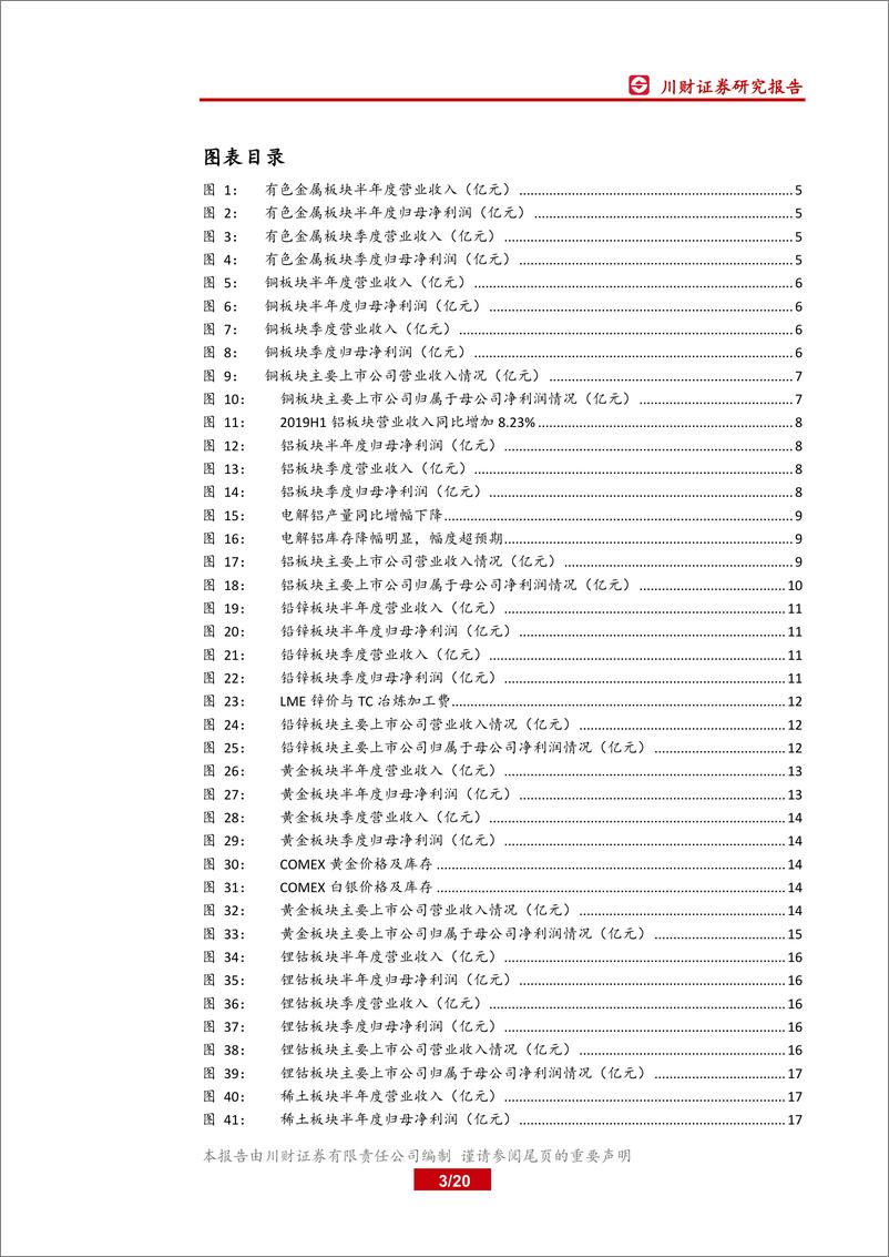 《有色金属行业半年度报告业绩综述：上半年有色盈利好转，贵金属避险功能逐现-20190905-川财证券-20页》 - 第3页预览图