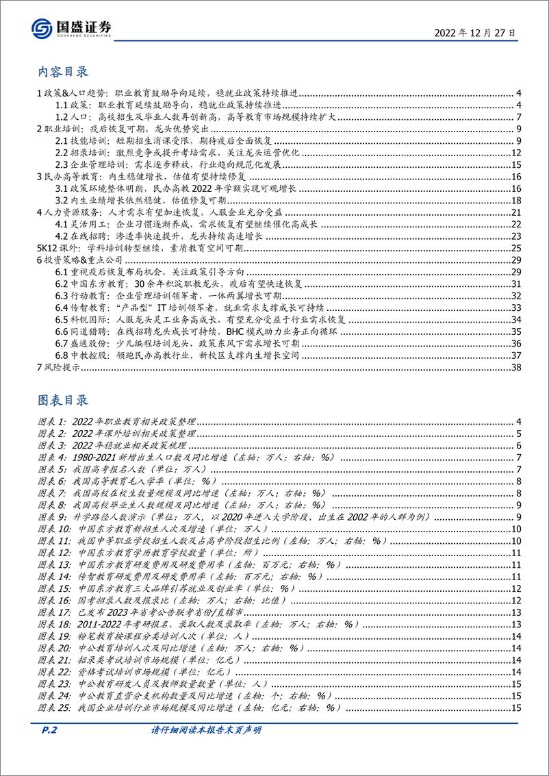 《教育行业2023年投资策略：重视疫后复苏布局机会，关注政策引导方向-20221227-国盛证券-39页》 - 第3页预览图