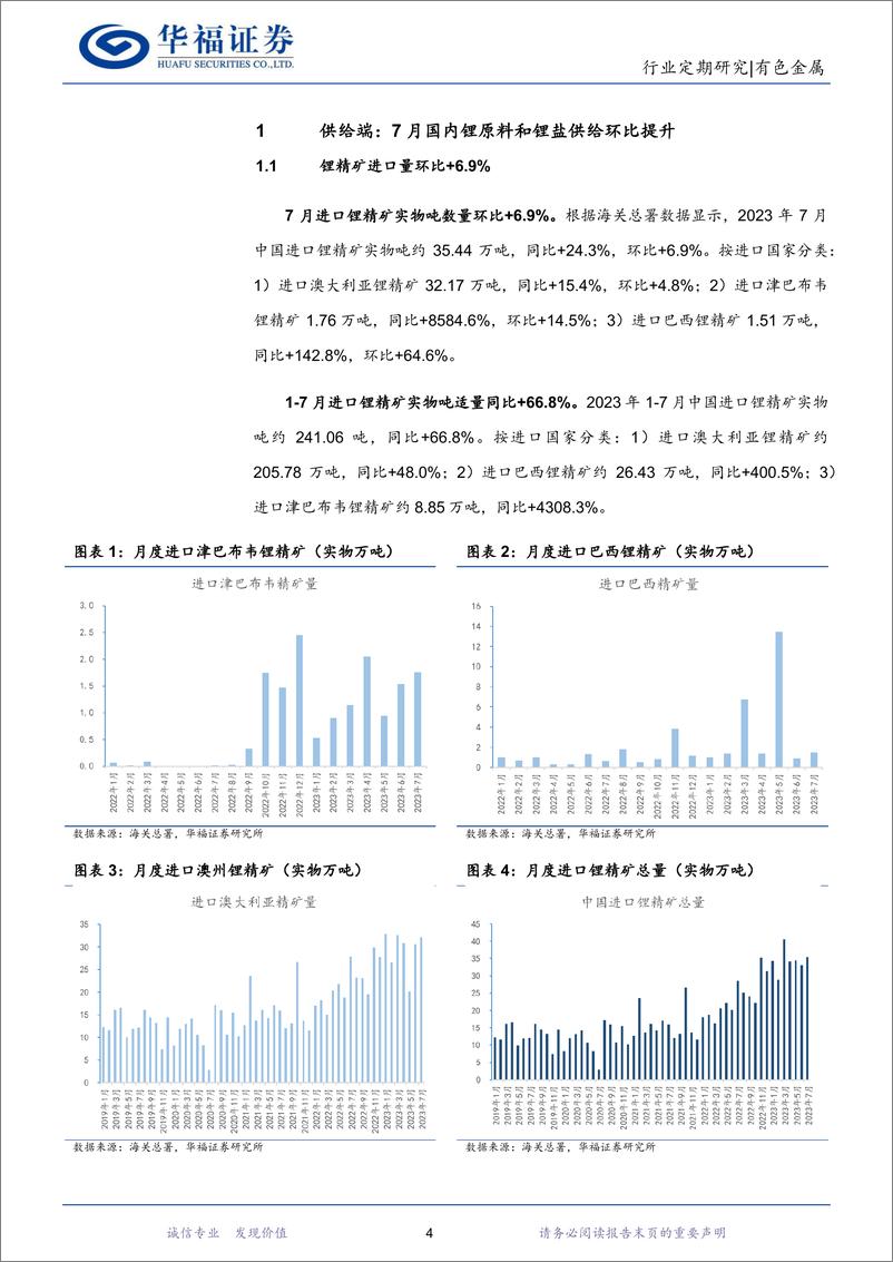 《有色金属行业锂产业链月度跟踪：7月锂供需继续双改善-20230827-华福证券-18页》 - 第5页预览图