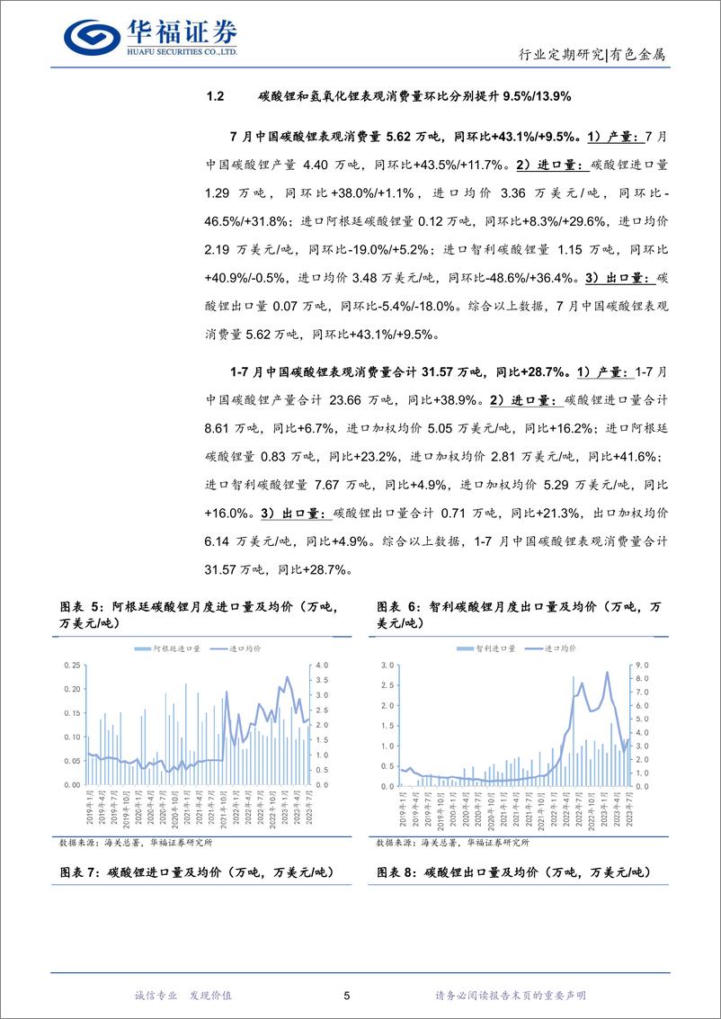 《有色金属行业锂产业链月度跟踪：7月锂供需继续双改善-20230827-华福证券-18页》 - 第6页预览图