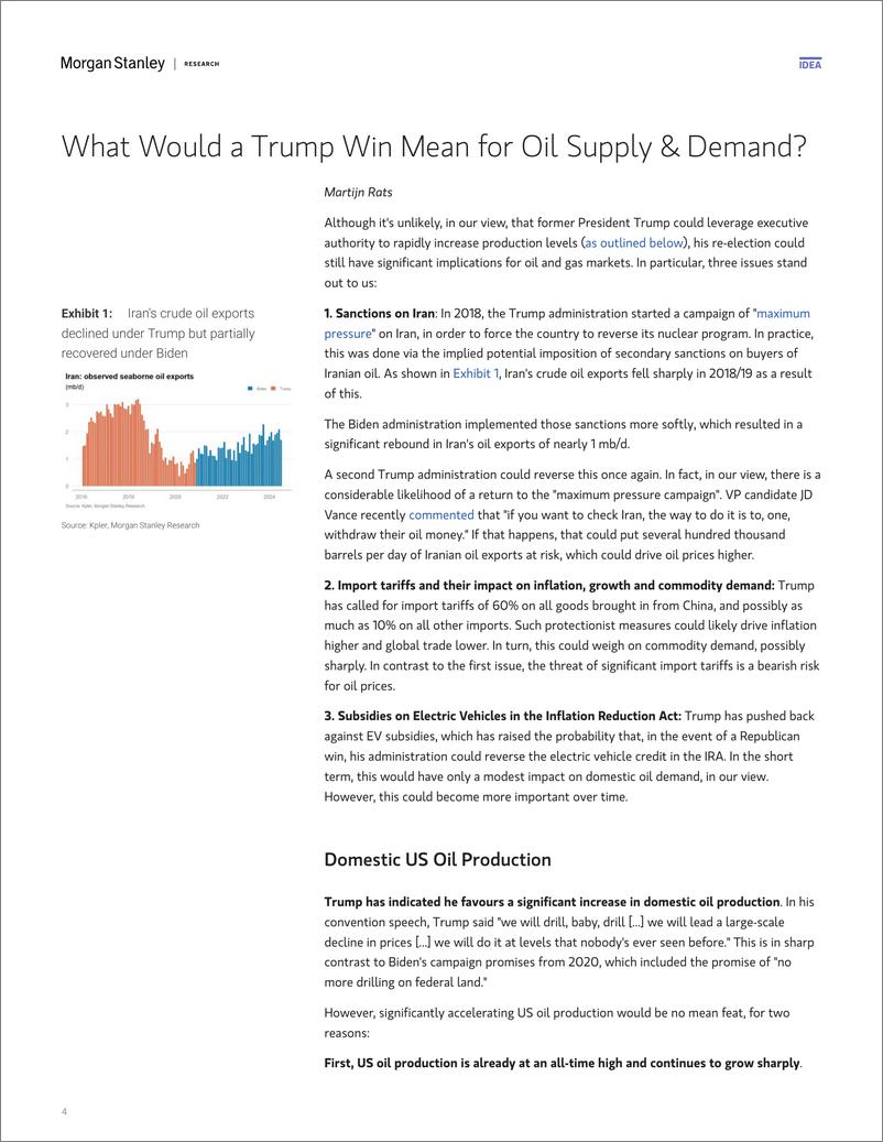 《Morgan Stanley Fixed-US Public Policy Oil  Gas How Could the US Election Impac...-109806572》 - 第4页预览图