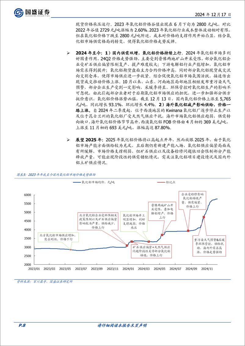 《工业金属行业专题研究：氧化铝，2025年供需紧张有望缓解，利润或逐渐向电解铝转移-241217-国盛证券-52页》 - 第8页预览图