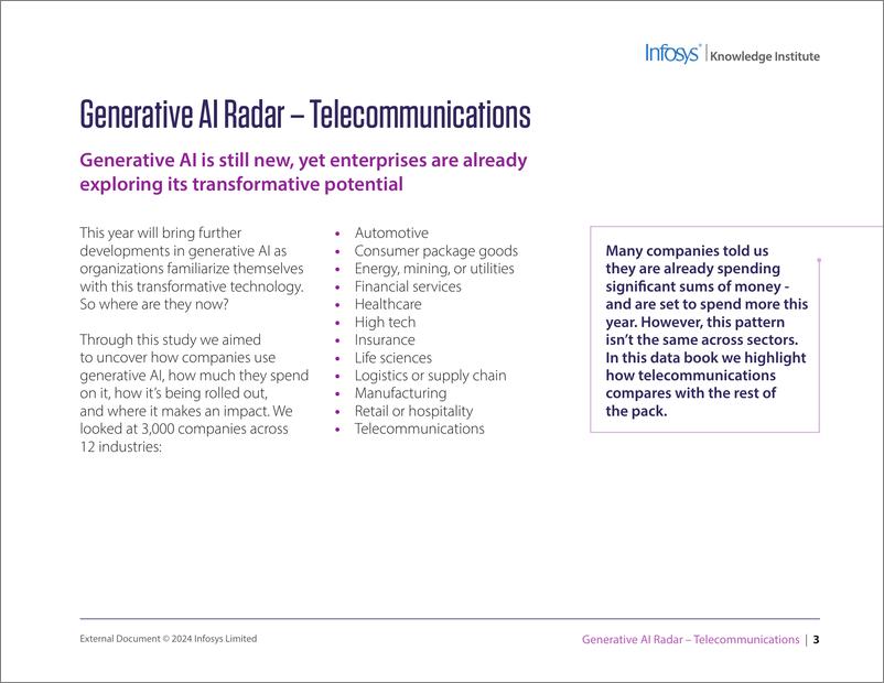 《印孚瑟斯（Infosys）：2024生成人工智能雷达报告-电信（英文版）》 - 第2页预览图