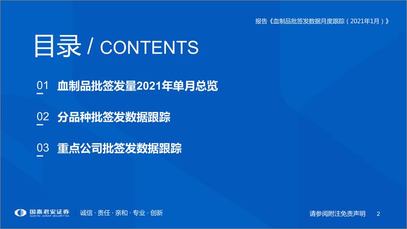 《医药生物行业：血制品批签发数据月度跟踪（2021年1月）-20210213-国泰君安-33页》 - 第2页预览图