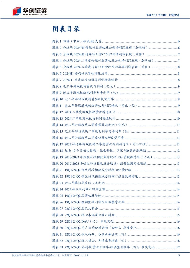 《传媒行业2024H1业绩综述：收入端小幅增长，利润端整体承压；教育出版稳健，游戏%26广告营销有所分化-240909-华创证券-35页》 - 第3页预览图