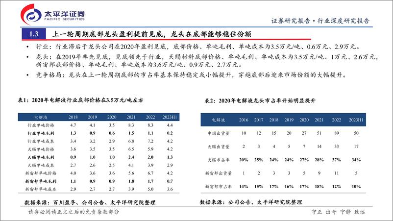 《电解液行业深度研究：电解液周期性研究（系列一）：行业底部到来，看好龙头穿越周期成长》 - 第6页预览图