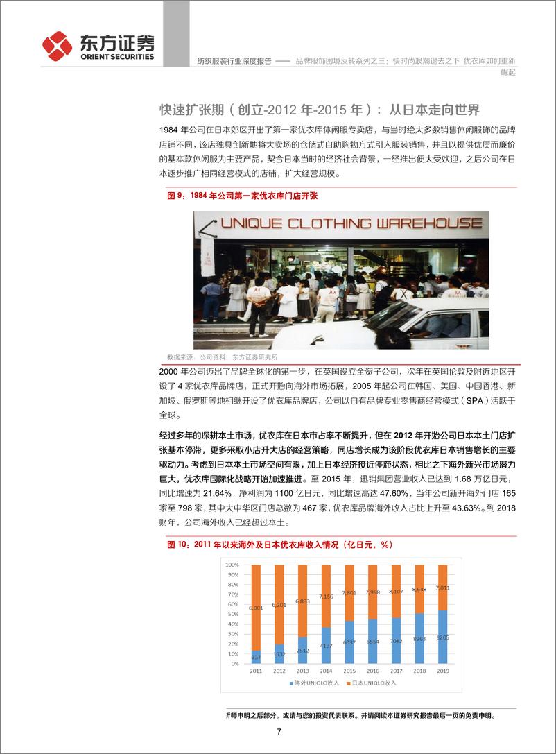 《纺织服装行业品牌服饰困境反转系列之三：快时尚浪潮退去之下，优衣库如何重新崛起-20190813-东方证券-23页》 - 第8页预览图