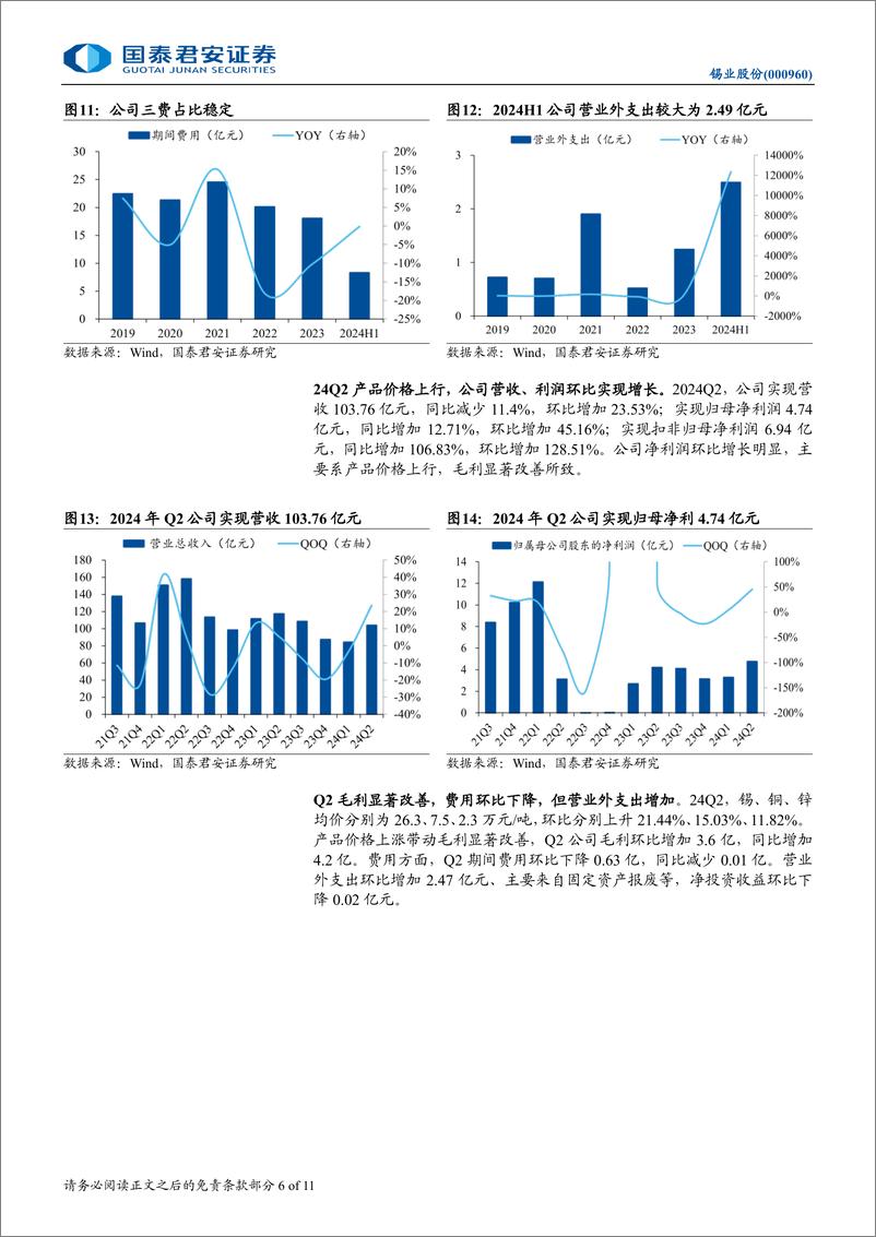 《锡业股份(000960)2024年半年报点评：Q2扣非净利高增，锡业龙头乘风而上-240905-国泰君安-11页》 - 第6页预览图