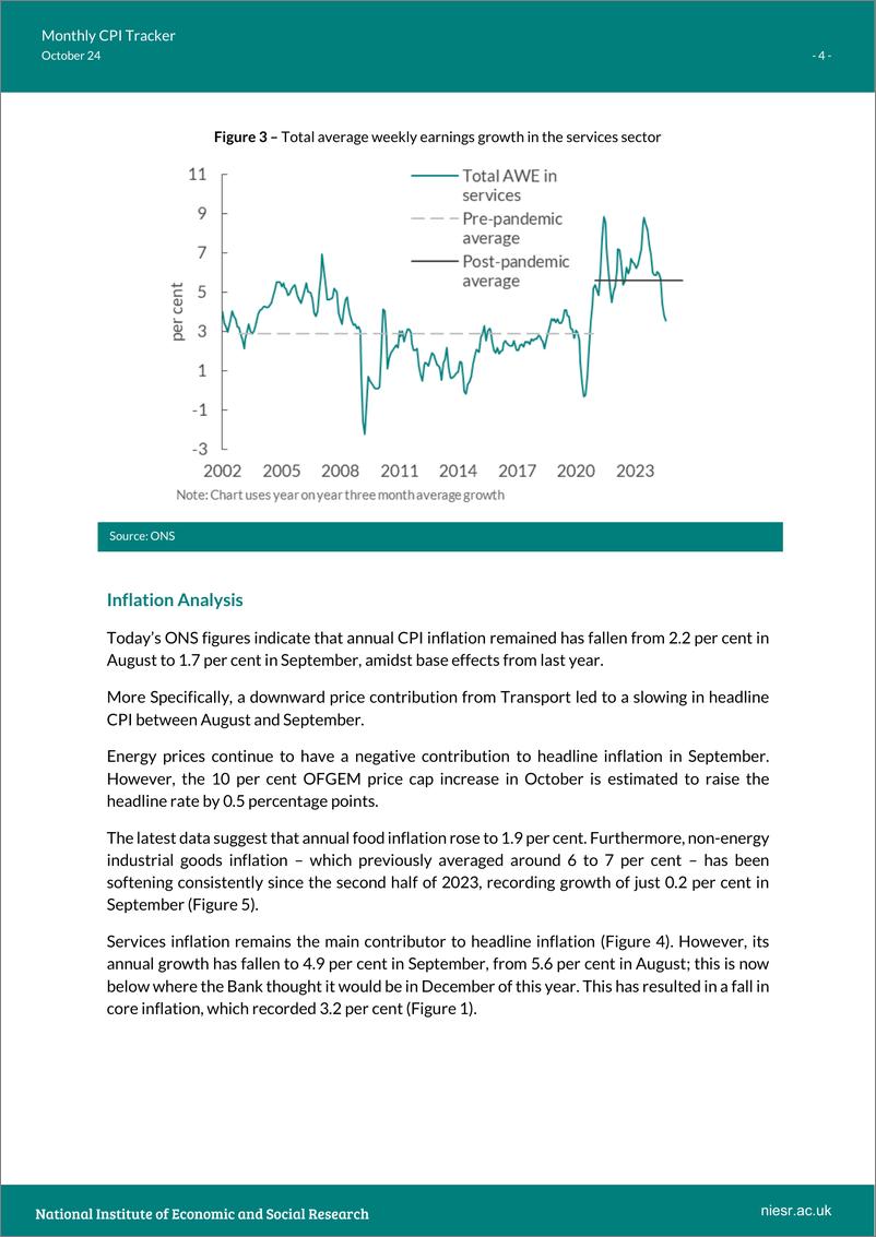 《英国国家经济和社会研究所-月度CPI跟踪：9月份通货膨胀率暂时下降（英）-2024.10-6页》 - 第4页预览图