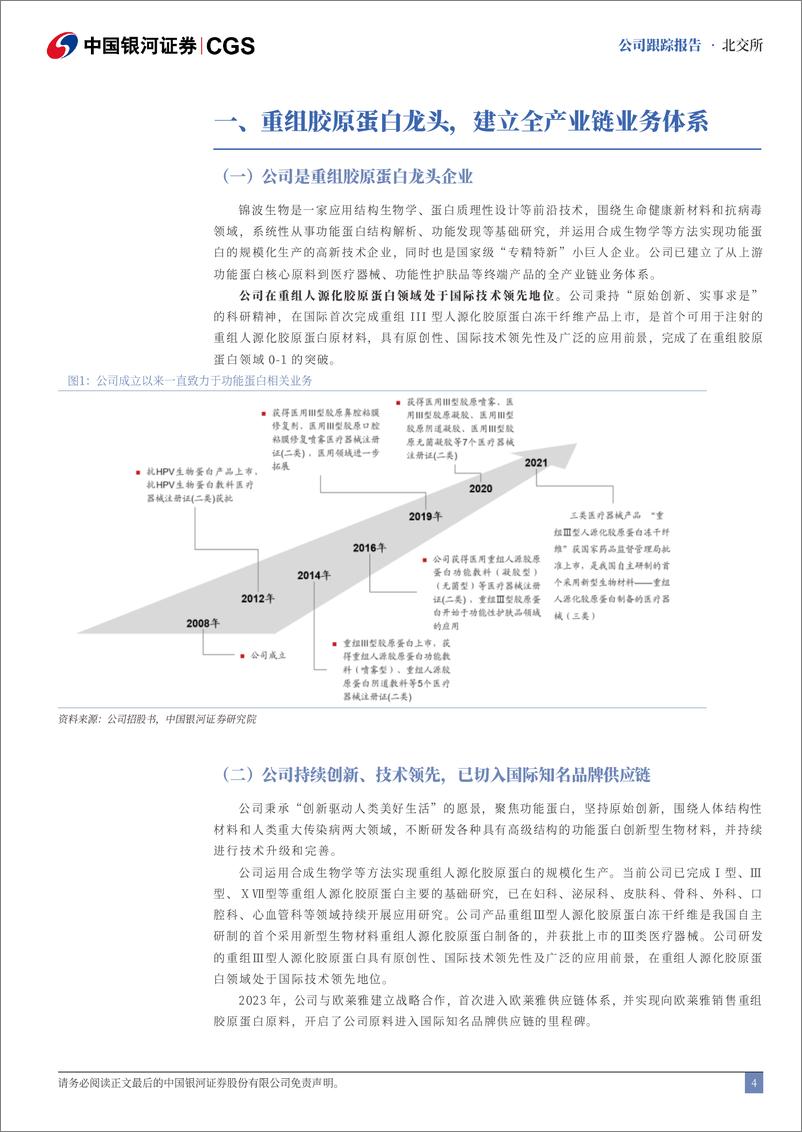 《锦波生物(832982)首次覆盖报告：重组胶原蛋白龙头，成长空间广阔-240723-银河证券-14页》 - 第4页预览图