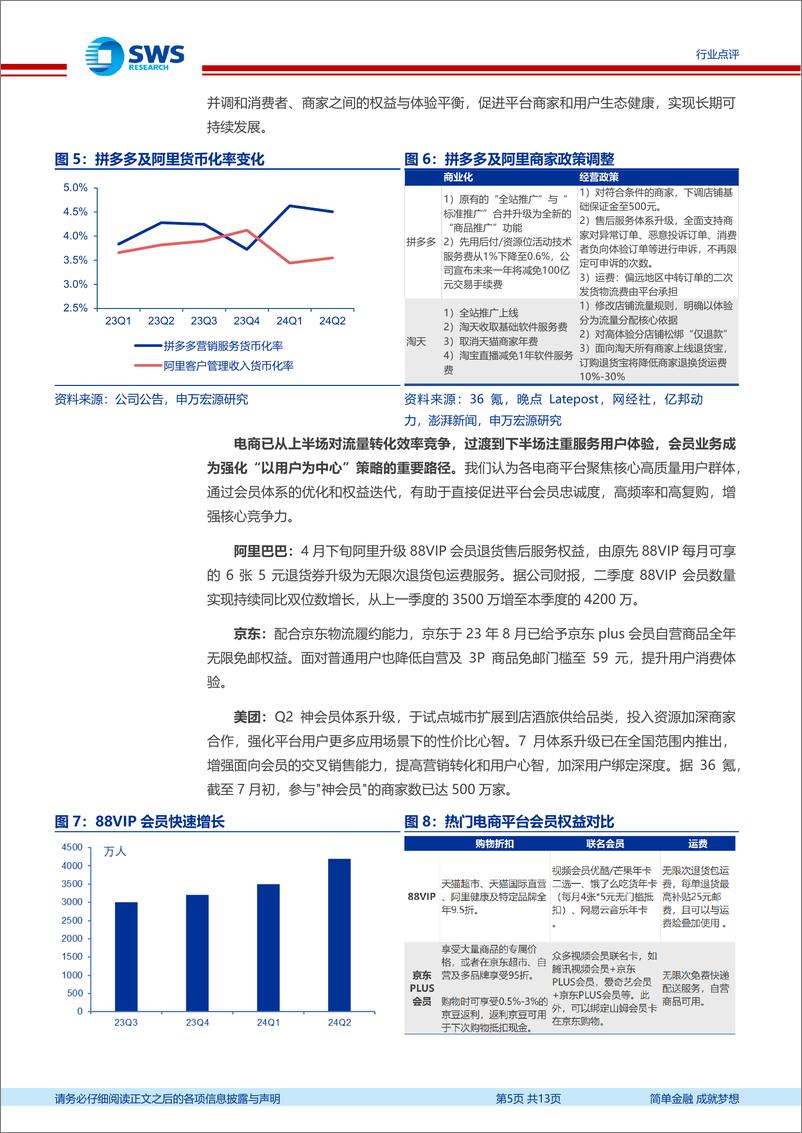 《2024Q2互联网电商行业业绩总结：专注主业回归增长，盈利能力保持强劲-240919-申万宏源-13页》 - 第5页预览图