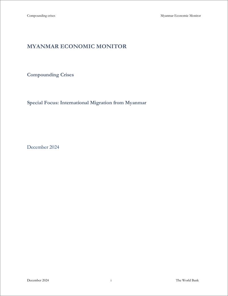 《世界银行-缅甸经济监测，2024年12月：加剧危机-特别关注：来自缅甸的国际移民（英）-2024-74页》 - 第2页预览图