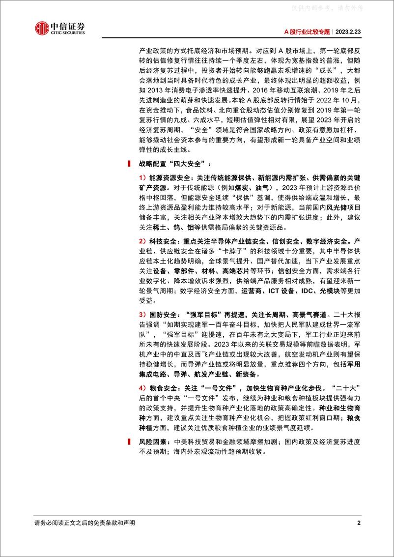 《中信证券-A股行业比较专题：战略配置“四大安全”-230223》 - 第2页预览图