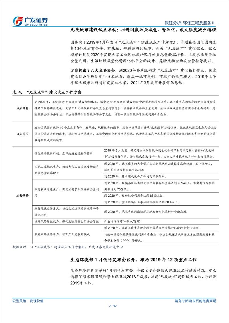 《环保行业深度跟踪：关注年报业绩风险释放，长江攻坚战、无废城市等重磅政策出台-20190128-广发证券-17页》 - 第8页预览图